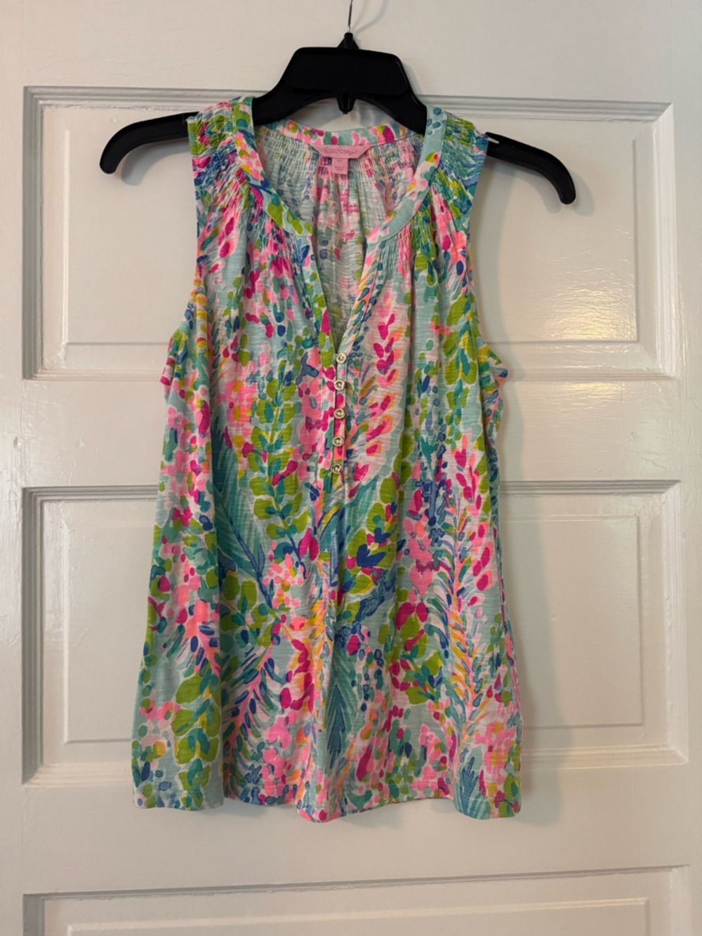 Lilly Pulitzer Sleeveless Floral Print Tank Top - Pink & Green